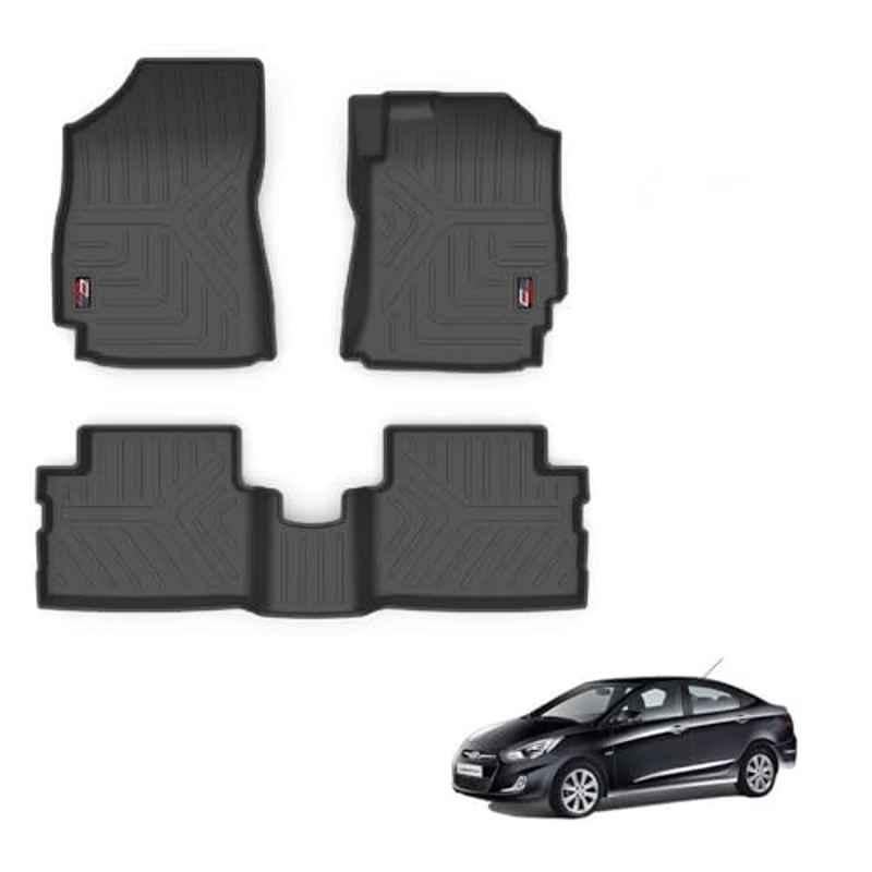 Kozdiko Thermoplastic Polyolefins 3D Life Long Car Floor Mat Set for Hyundai Verna Fluidic