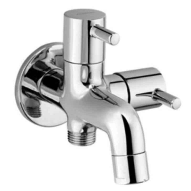 Drizzle Flora 2 in 1 Brass Chrome Finish Silver Bib Cock, ABC2IN1FLORA