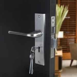 Saze Bullet 8 inch Stainless Steel Matt Finish Silver Key Plate Mortise Door Lock Pull Handle Set