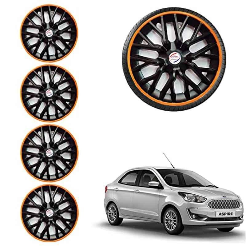 Auto Pearl 4 Pcs 14 inch ABS Black & Orange Car Wheel Cover Set for Ford Figo Aspire 2019 Phoenix