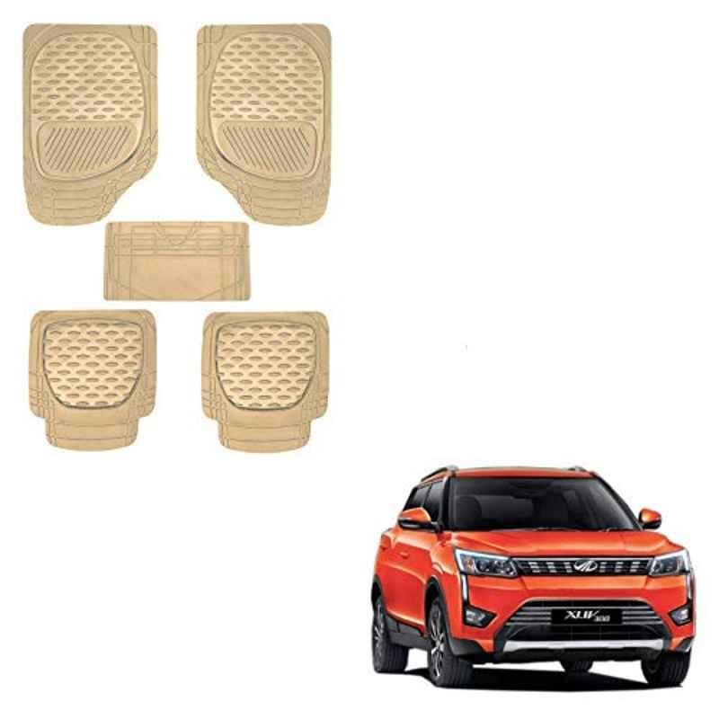 Kozdiko 6255 5 Pcs Rubber & PVC Beige Car Foot Mat Set for Mahindra XUV 700