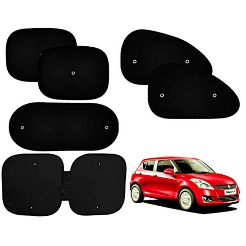 Auto Pearl 6 Pcs PVC & Mesh Black Window, Front & Rear Sun Shade Set for Maruti Suzuki Swift Type 3