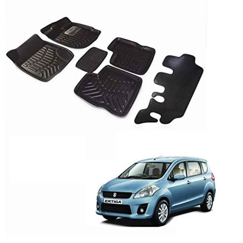 Kozdiko 7 Pcs 3D Black Car Foot Mat Set for Maruti Suzuki Ertiga, koz_68045