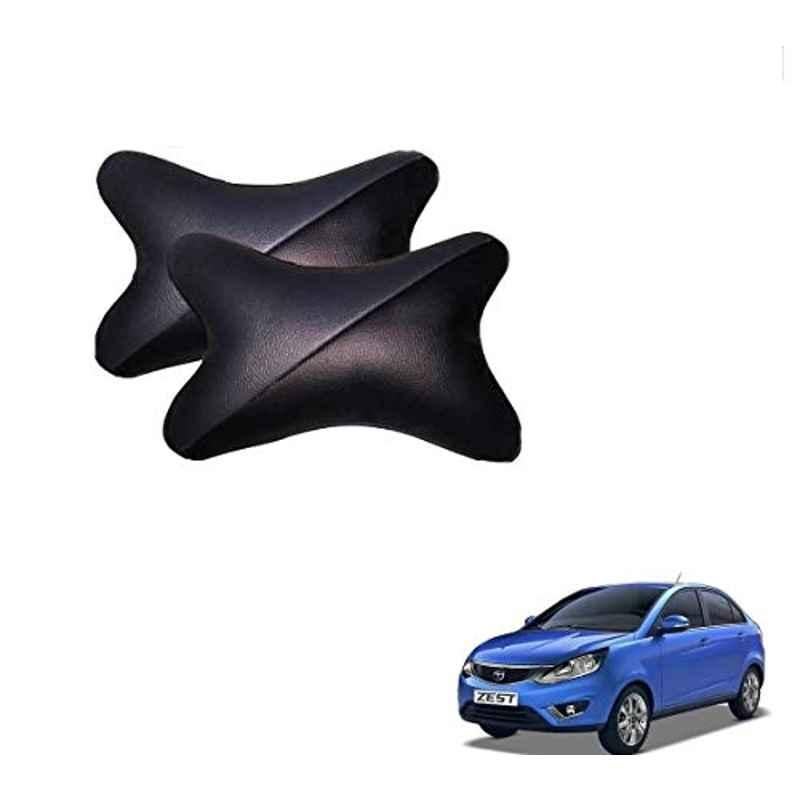 Kozdiko 2 Pcs Memory Foam Grey & Black Car Neck Rest Cushion Pillow Set for Tata Zest