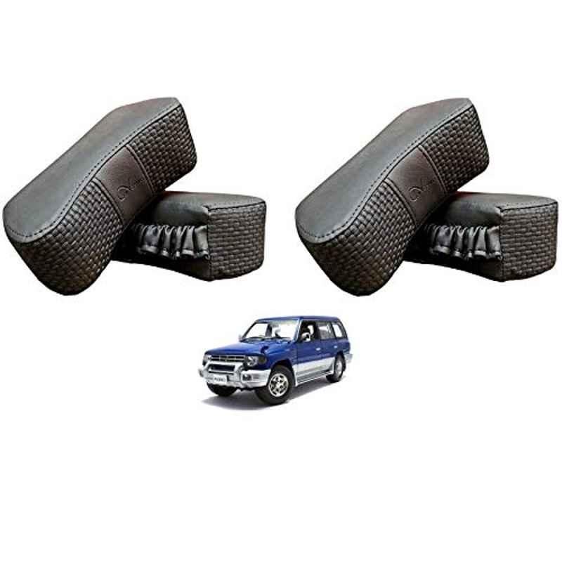 Kozdiko 4 Pcs CV Designer Grey Leatherite Neck Rest Car Cushion Pillow Set for Mitsubishi Pajero