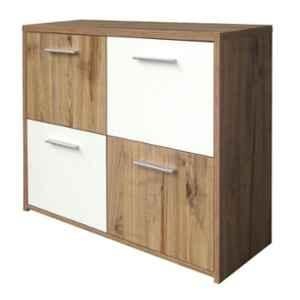 Zuari Furniture Quadro Cream & White Engineered Wood Storage Cabinet, 321138