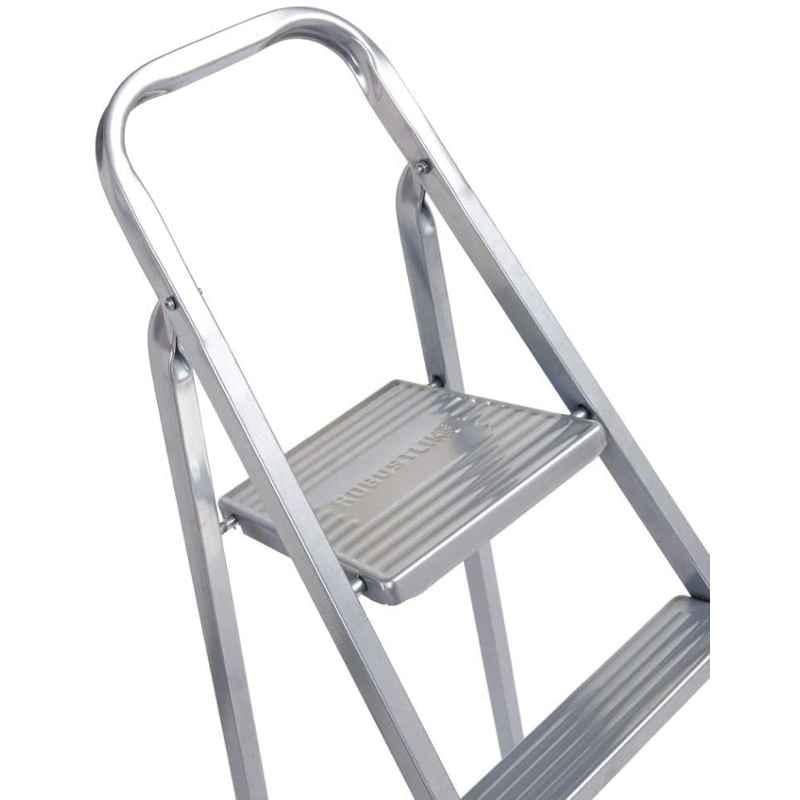 Robustline Heavy Duty Steel Ladder, ULa Stable Folding Ladder. (7 Step, Silver)