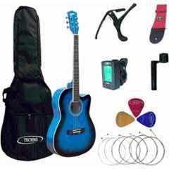 Techno 39 inch Spruce & Linden Wood Blue Right Hand Orientation Acoustic Guitar, RJ-10239CG