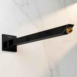 Plantex 14 inch Shower Arm for Overhead Shower/Stainless Steel Shower Pipe/Wall Mount Bathroom Fitting with 1/2 inch Thread (Black)