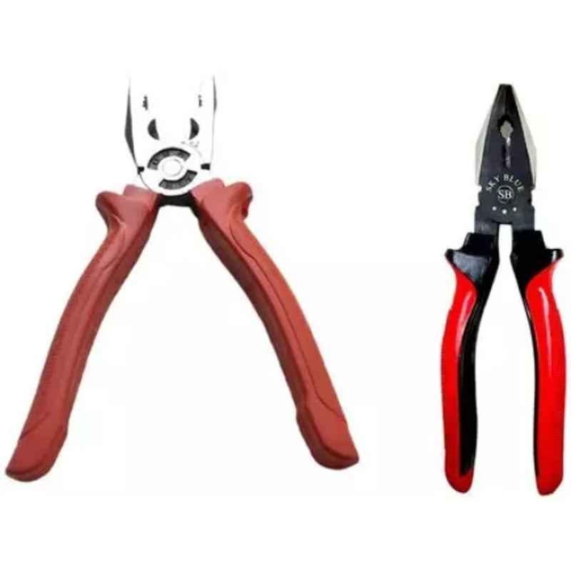 Sky Blue 2 Pcs 7.8 inch Lineman Plier Combo, SBE_PLIER_COMBO_MOD_01083