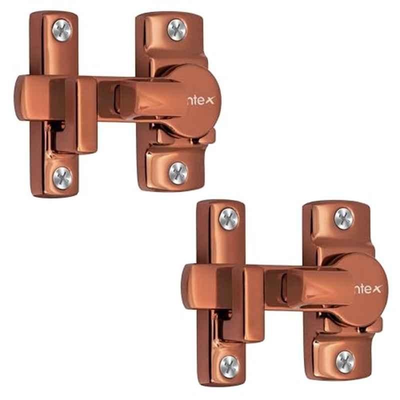 Plantex Zinc Rose Gold Flip Door Safety Latch Lock for Bathroom, Bedroom & Balcony, DTK-250 (Pack of 2)