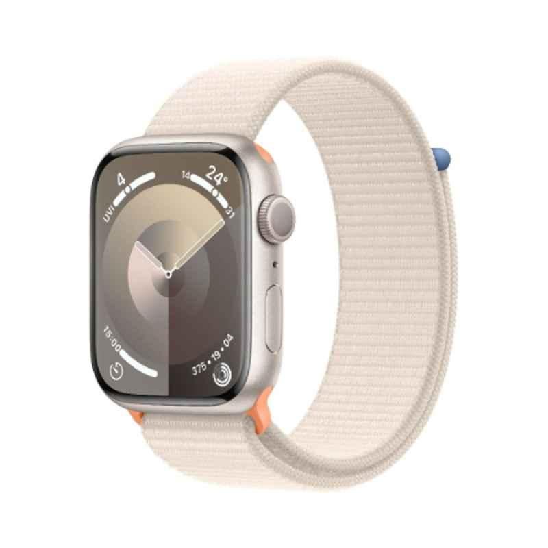 Apple 9 45mm Starlight Aluminium Case GPS & Cellular Smart Watch with Starlight Sport Loop, MR983QA/A
