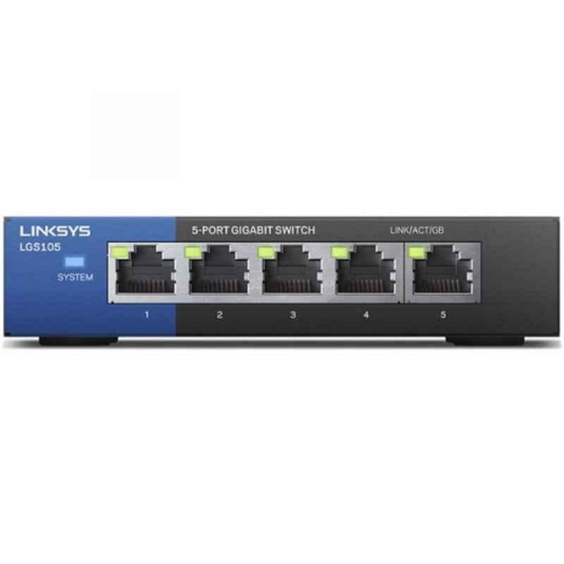 Linksys LGS105 10 Gbit/s Blue & Black Unmanaged Gigabit Ethernet, LGS105-ME-RTL