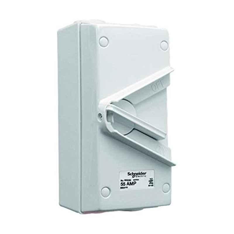Schneider 55A 440V Plastic Grey Surface Mount Double Pole Isolating Switch