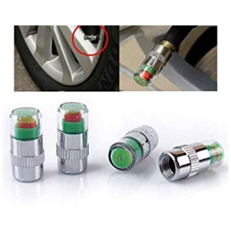 Kozdiko 4 Pcs Iron Air Alert Car Tyre Valve Caps Set for Tata Safari Dicor