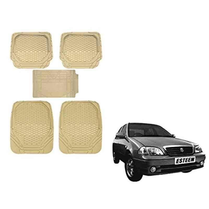 Kozdiko 5 Pcs 8855TW Beige Car Foot Mat Set for Maruti Esteem, koz_27761