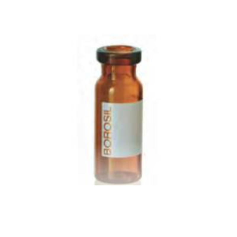 Borosil 100 Pcs 2ml Amber Crimp Neck Vial with 11mm Silicone Cap, VC02A111ASC012 (Pack of 10)