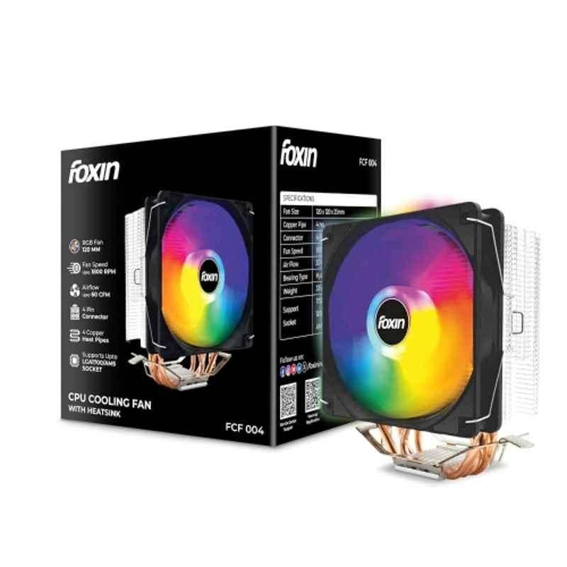 Foxin FCF 004 120mm 1800rpm CPU Cooling Fan with Rainbow LED, Hydramatic Bearing & 3-Pin PWM Connector