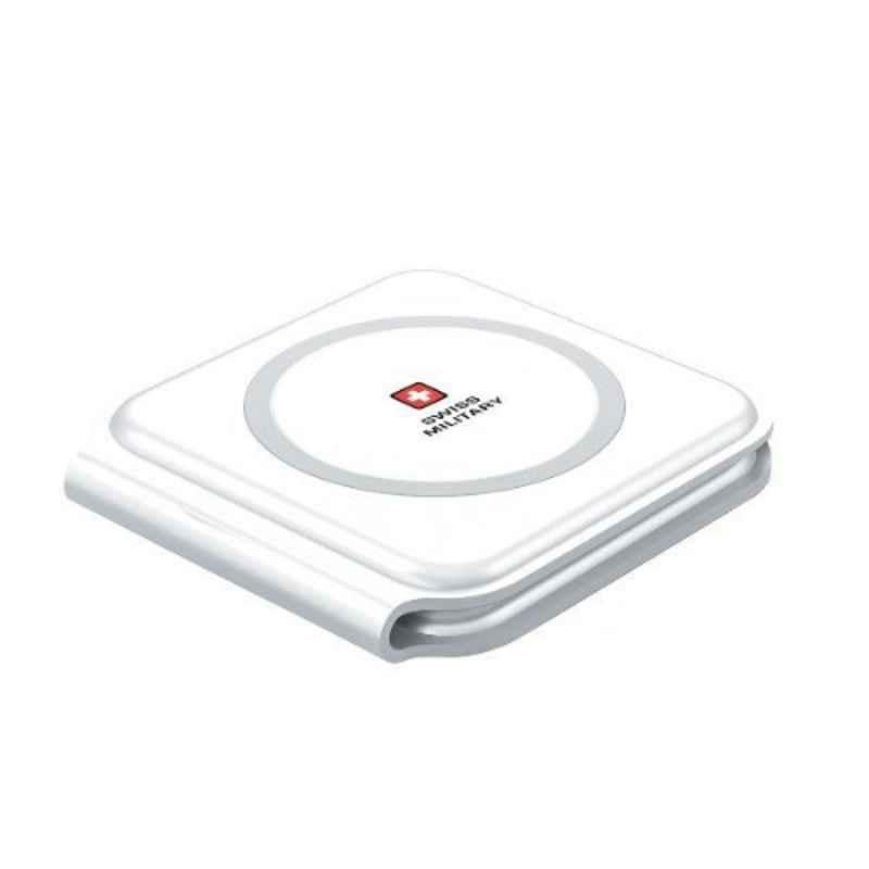 Swiss Military 15W 2-in-1 White MagSafe Portable Power Charging Pad, SM-WPAD-2IN1-20W-MW-MSAFE-WHI