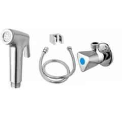 Senkiddpro Stainless Steel Chrome Finish Wall Angle Cock & Health Faucet Combo