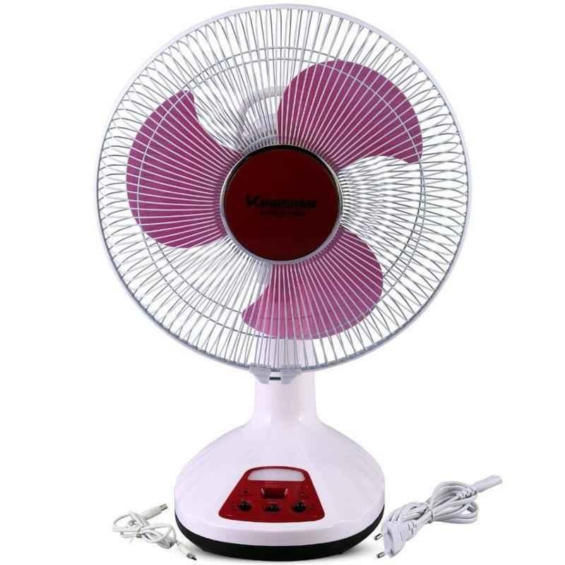 Orbit Kingshan 12 inch 24W Rechargeable Table Fan with USB Charger & LED Light, KL-1282