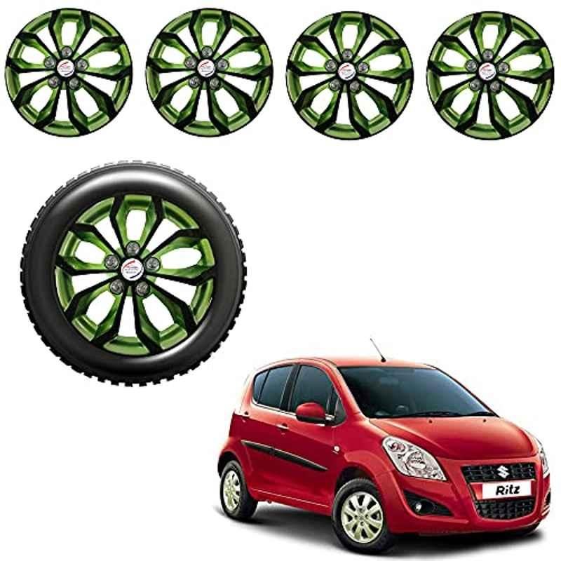 Auto Pearl 4 Pcs 14 inch ABS Black & Green Car Wheel Cover Set for Maruti Suzuki Ritz T2
