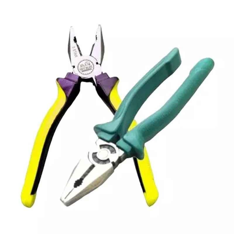 Sky Blue 2 Pcs 8 inch Multicolour 2 Cutting Wire False Piece Lineman Plier Combo, SBE289