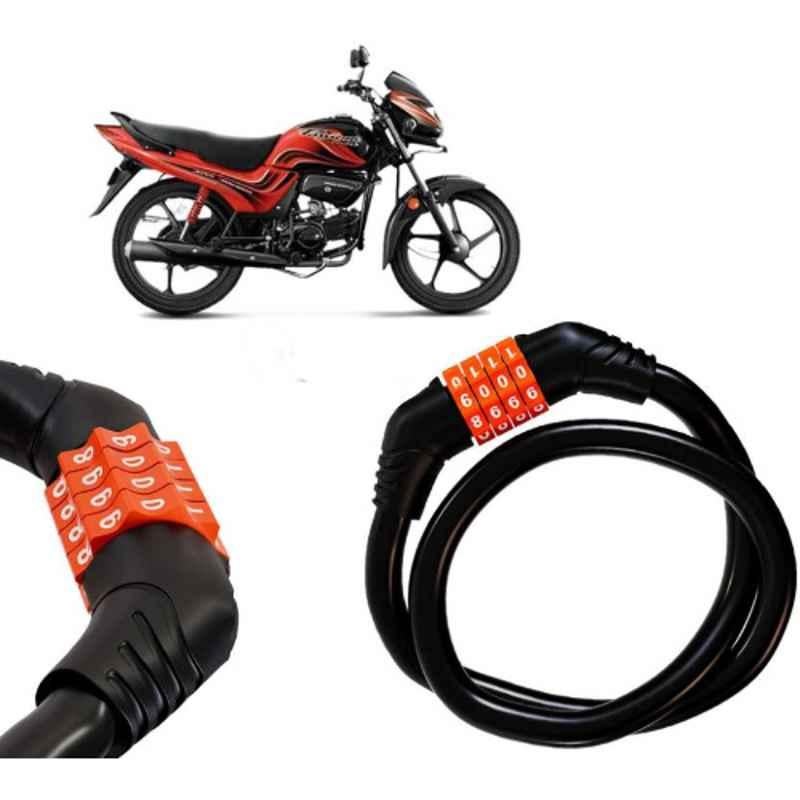 Auto Pearl Black & Orange 4 Digit Anti-Theft Combination Number Lock for Passion Xpro