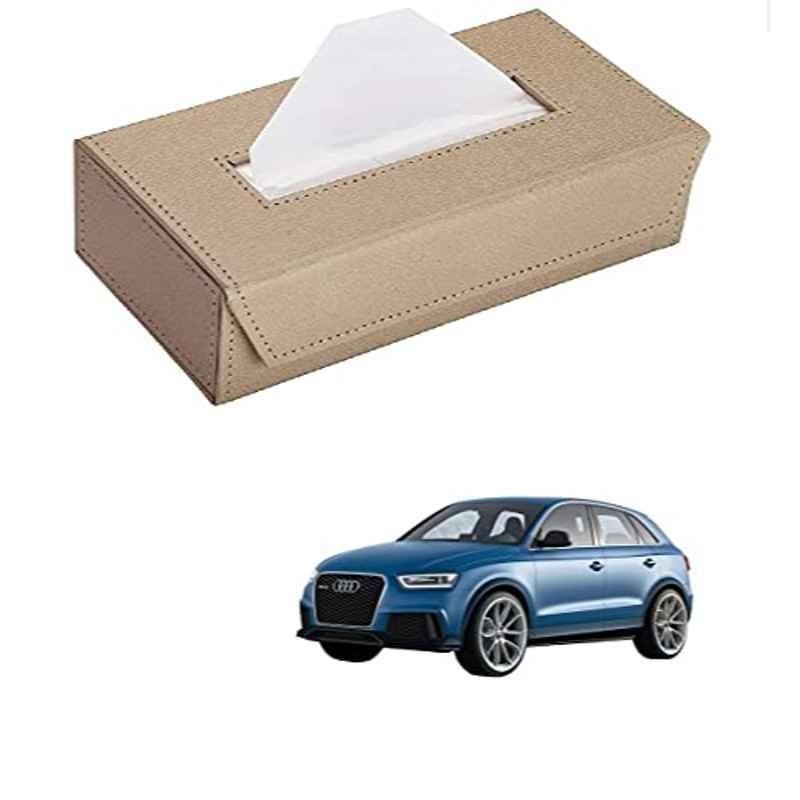 Kozdiko 100 Pulls PU Leather Beige Car Tissue Paper Box with 200 Sheets for Homes and Cars