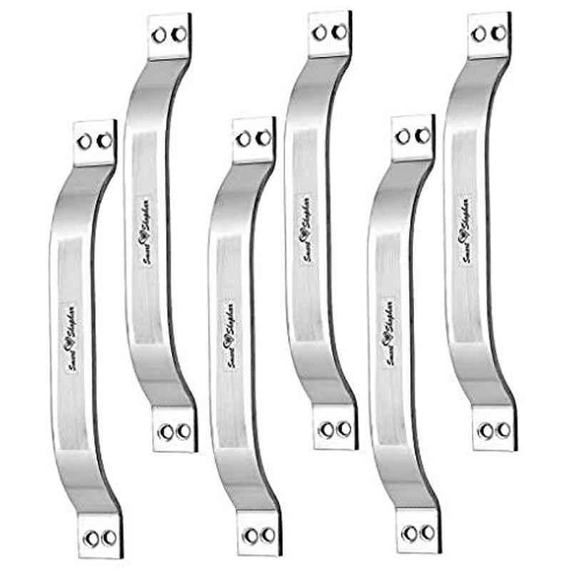 Smart Shophar 4 inch Stainless Steel Silver Winfol Cabinet Handle, SHA40CH-WINF-SL04-P6 (Pack of 6)