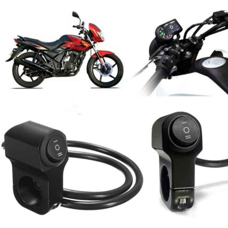 Auto Pearl 12V Aluminium Alloy Black Motorcycle Handlebar Headlight Switch for Heavy Duty