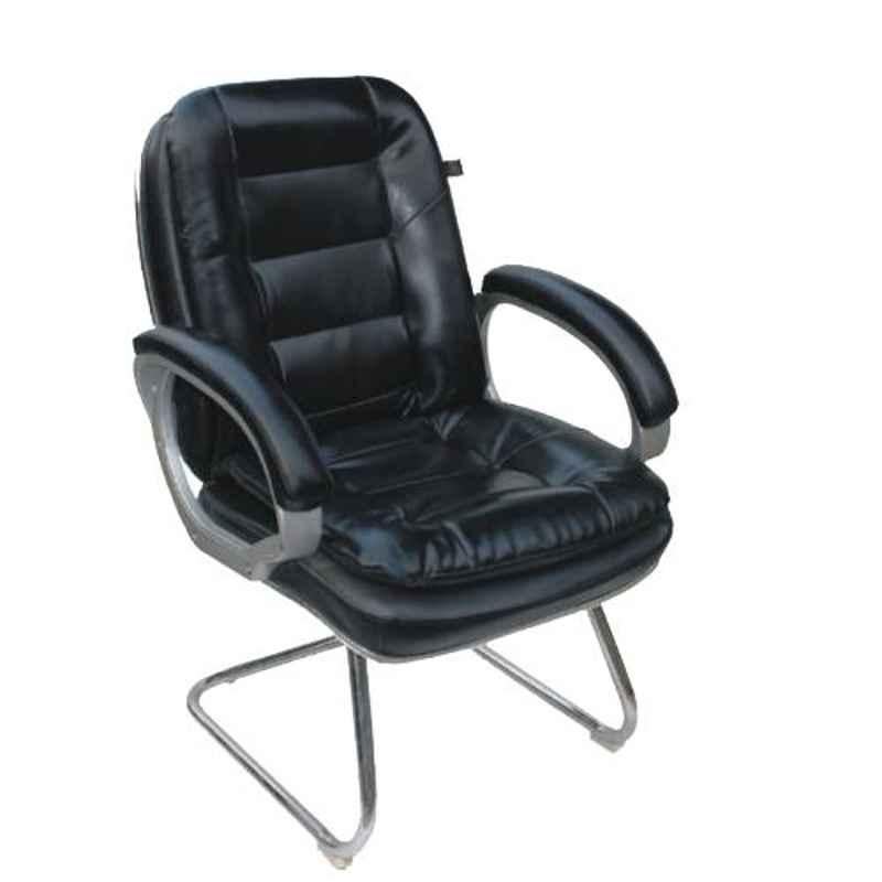 Arko Black Medium Steel Medium Back Fixed Push Back Visitor Chair, 893 B Black