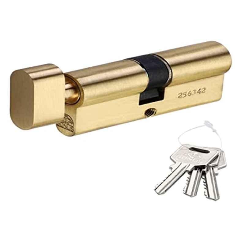 Bonus Compact Profile 70mm Brush Brass One Side Key 6 Pin Cylinder Lock