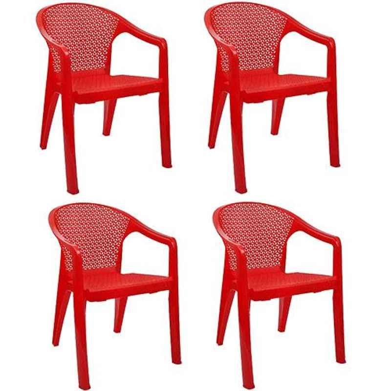 Italica Polypropylene Red Oxy Arm Chair, 5202-4 (Pack of 4)