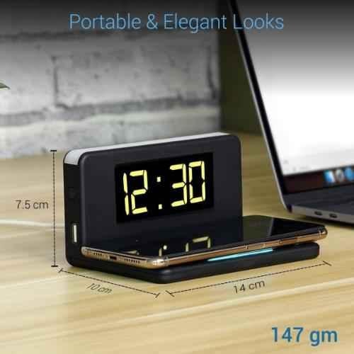 Buy Portronics Freedom Black Wireless Charger with Alarm Clock