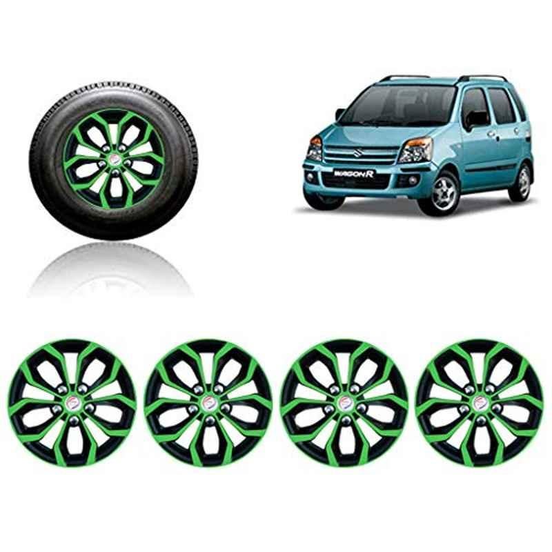 Auto Pearl 4 Pcs 13 inch ABS Green & Black Car Wheel Cover Set for Maruti Suzuki WagonR