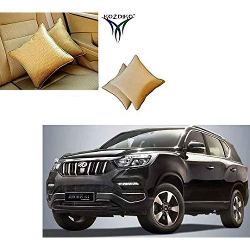 Kozdiko 2 Pcs Beige Car Seat Cushion Pillow Set for Mahindra Alturas G4
