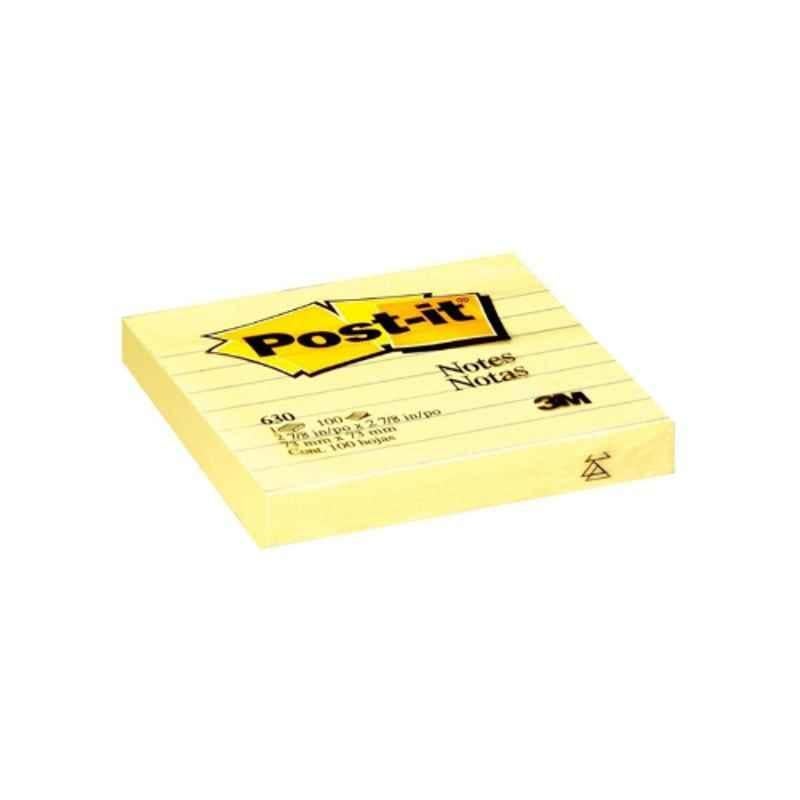 3M Post-it 630-SS 3x3 inch Lined Canary Yellow Mini Cube Note Pad
