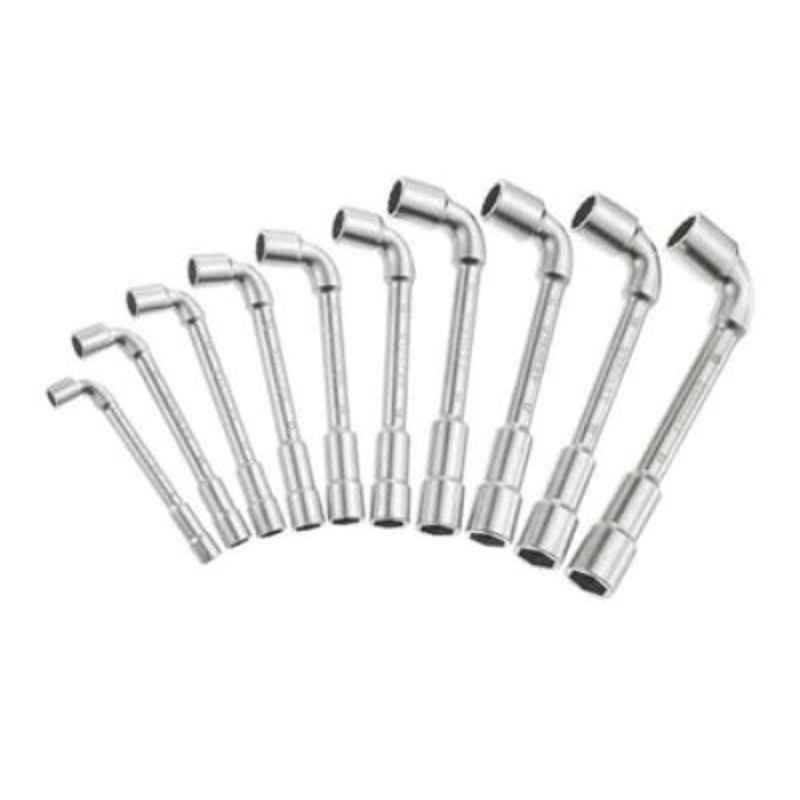 Stanley 10 Pcs CrV Silver Angled Socket Wrench Set, 1-17-0387