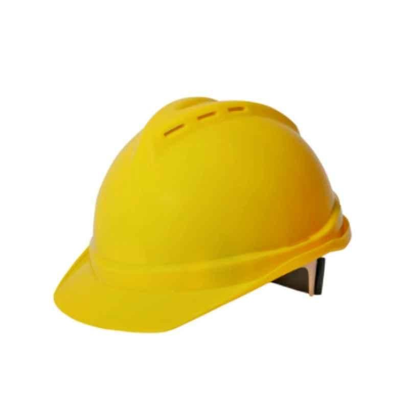 Ameriza Guard HDPE Yellow Safety Ventilated Helmet with Textile Ratchet Suspension, A518240320