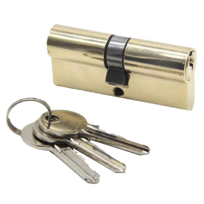 Robustline 80mm Brass Plated Cylinder Lock Set with Both Side Keys