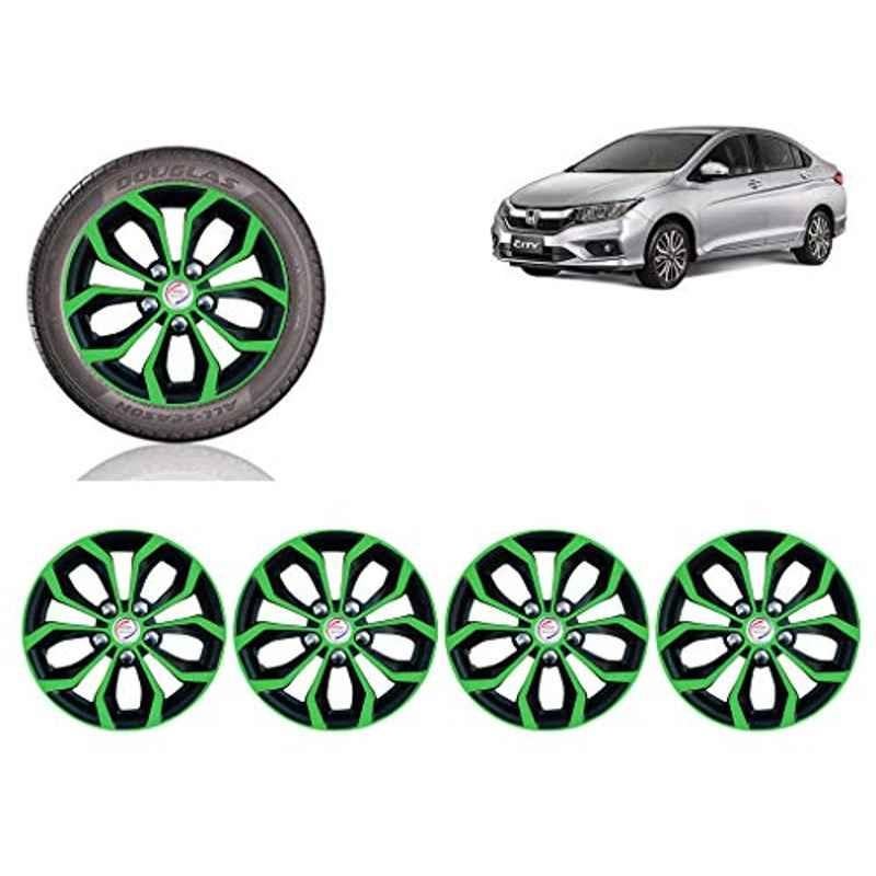 Auto Pearl 4 Pcs 15 inch ABS Green & Black Car Wheel Cover Set for Honda City2020