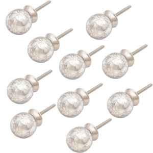 Atom GK001 Silver Crystal Glass Cabinet Door knob (Pack of 10)