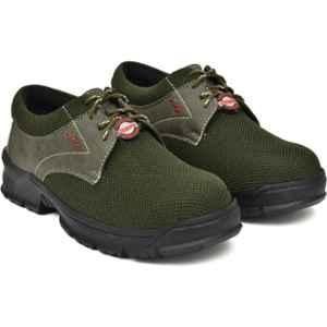 Ozarro Leather & Mesh Steel Toe Olive Safety Shoes, S4464, Size: 10