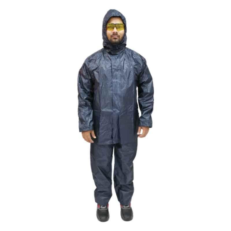 Workman Polyester & PVC Navy Blue Rain Suit, RC DW 06, Size: 2XL