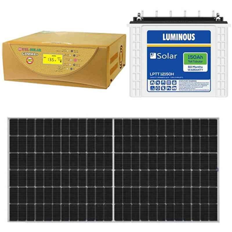 UTS 1kVA 12V Pure Sine Wave Solar Inverter with Luminous 150Ah Solar Battery & 445W Mono PERC Solar Panel Combo