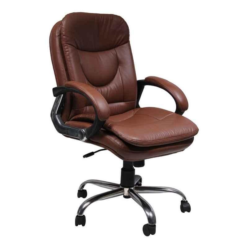 Caddy PU Leatherette Brown Adjustable Office Chair with Back Support, DM 58 (Pack of 2)