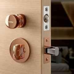Plantex Stainless Steel Black PVD Rose Gold Pull Push Door Handle Lock Set for Bathroom