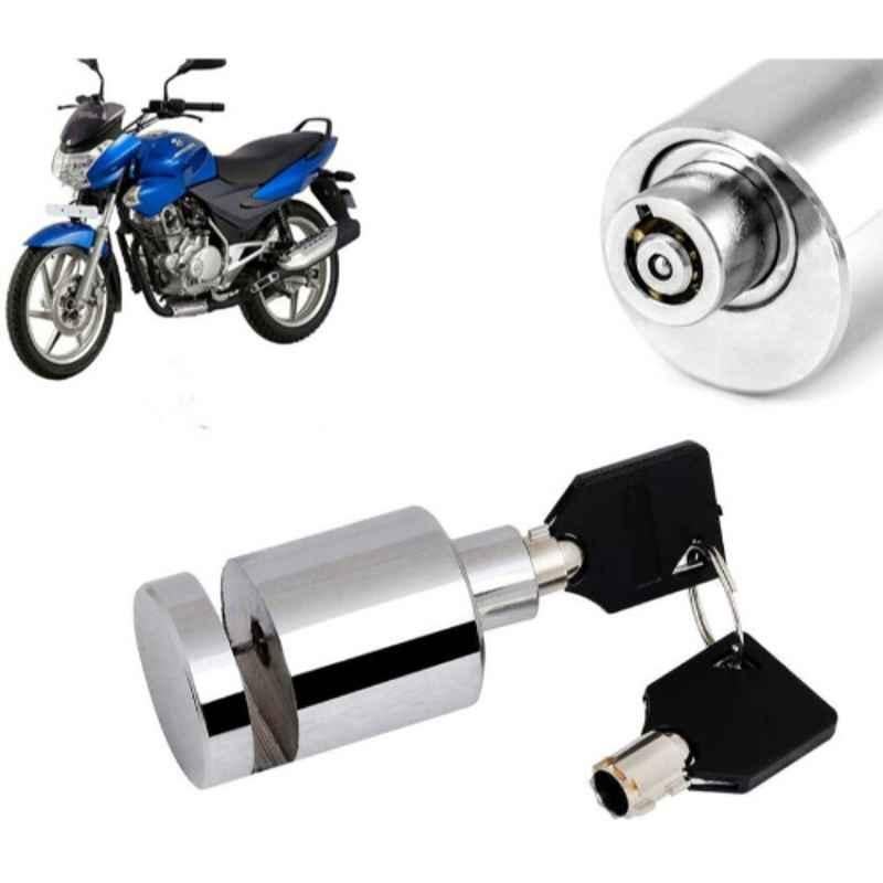 Auto Pearl Stainless Steel Silver Heavy Duty Anti Theft Motorcycle Disc Brake Lock, Lock-023