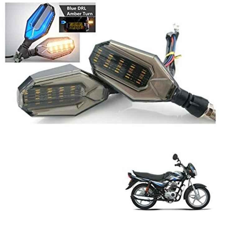Kozdiko Pcs Plastic Front Rear U Shape Dual Color DRL LED BIke  Indicator Set for Bajaj CT 100